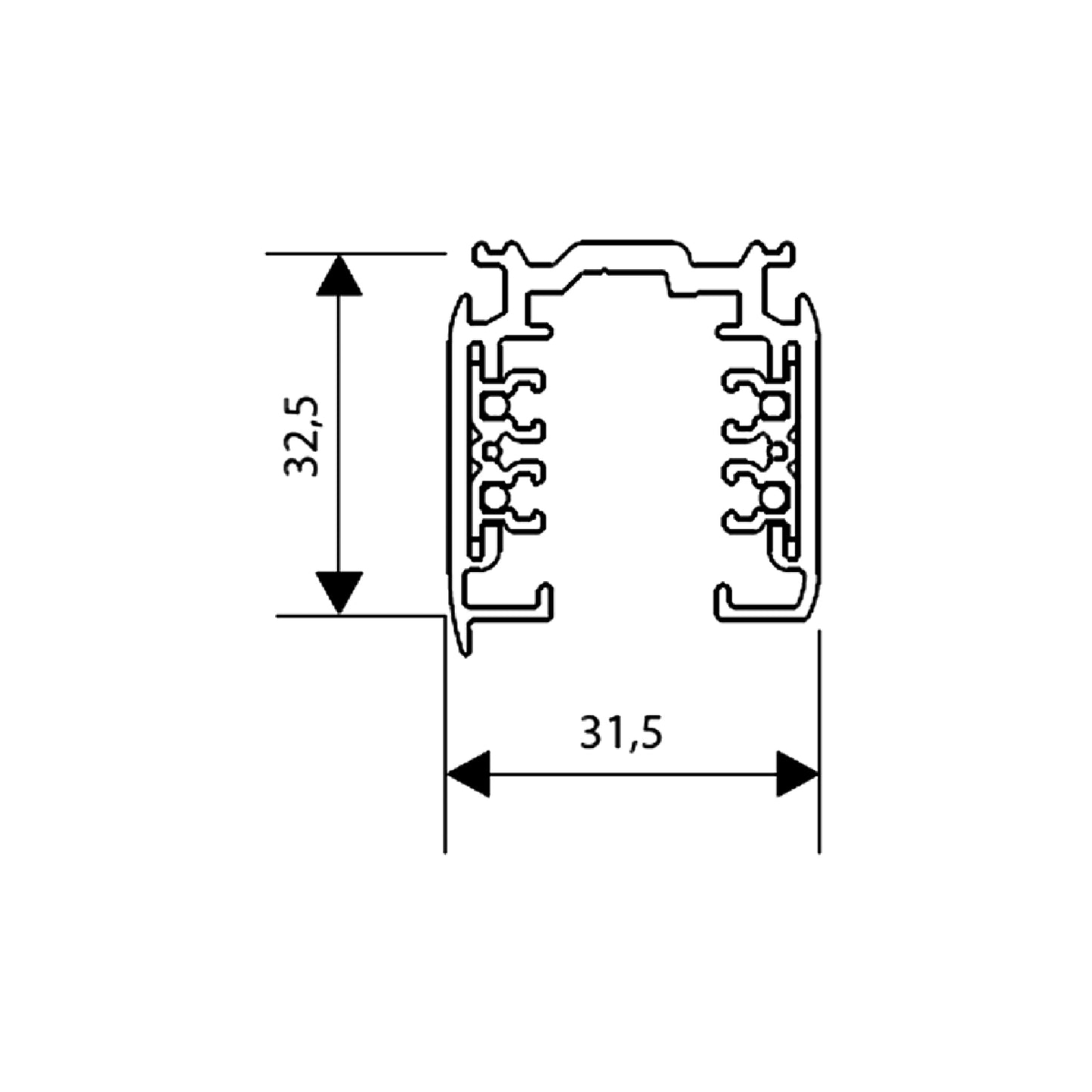 Global 2000mm or 2m grey powder coated DALI 3 Circuit Track 2 metre surface mounted track by Nordic Aluminium <XTSC6200-1>