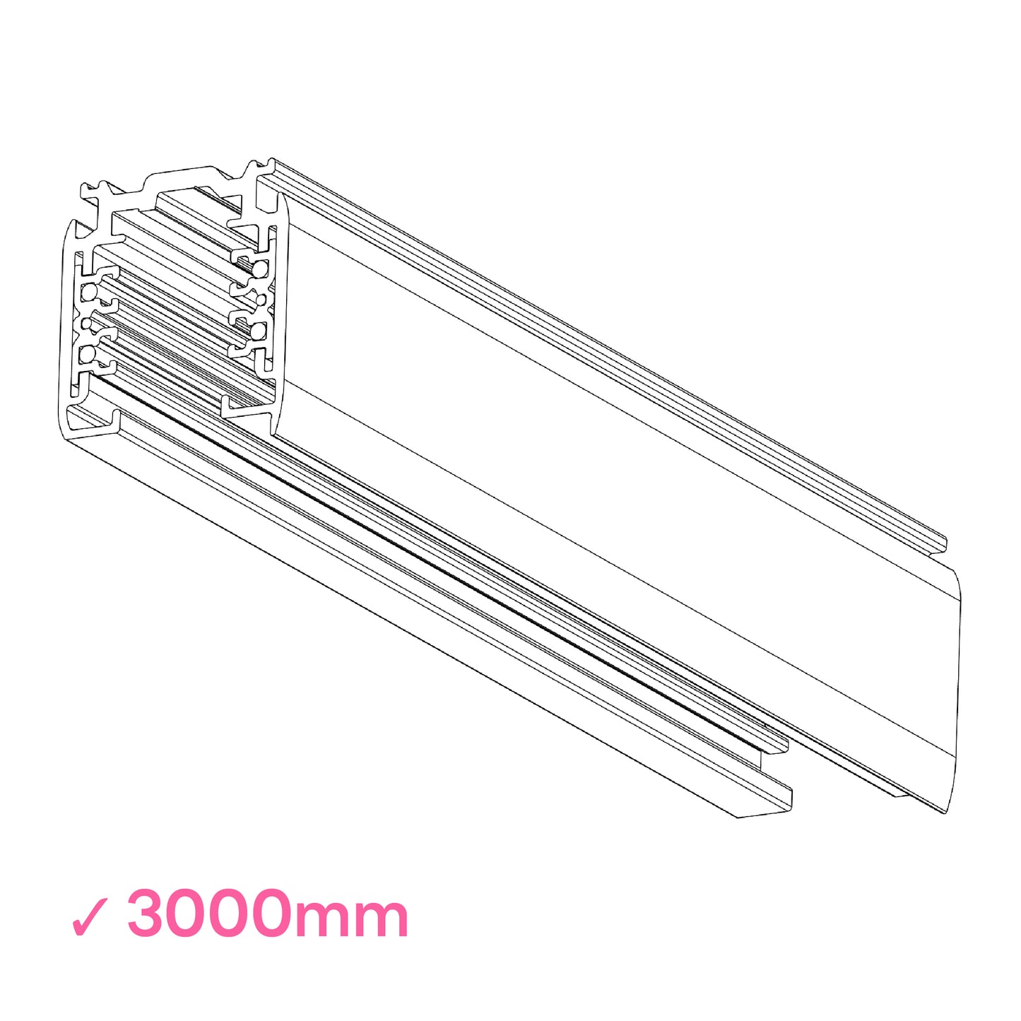 Global 3000mm or 3m black powder coated DALI 3 Circuit Track 3 metre surface mounted track by Nordic Aluminium <XTSC6300-2>