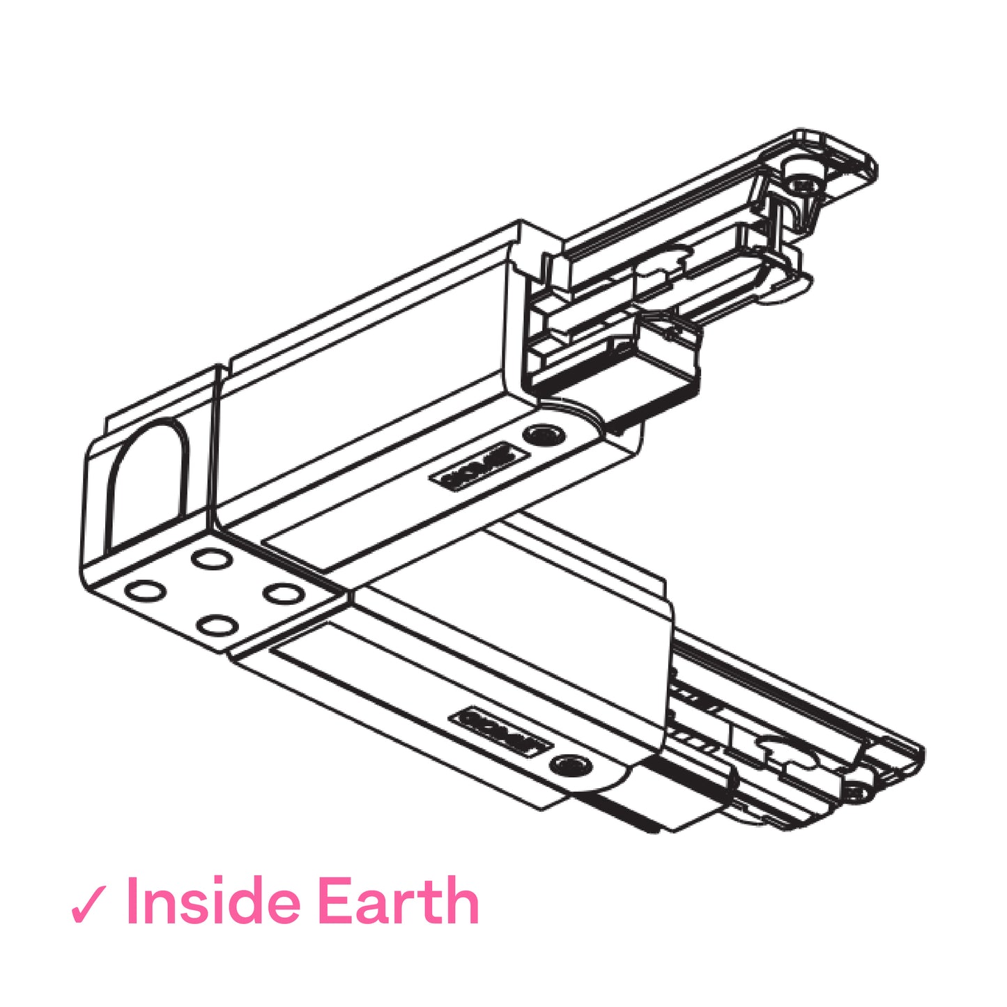 Global DALI 3 Circuit Lighting Track Black L Coupler, Inside earth by Nordic Aluminium <XTSC634-2>