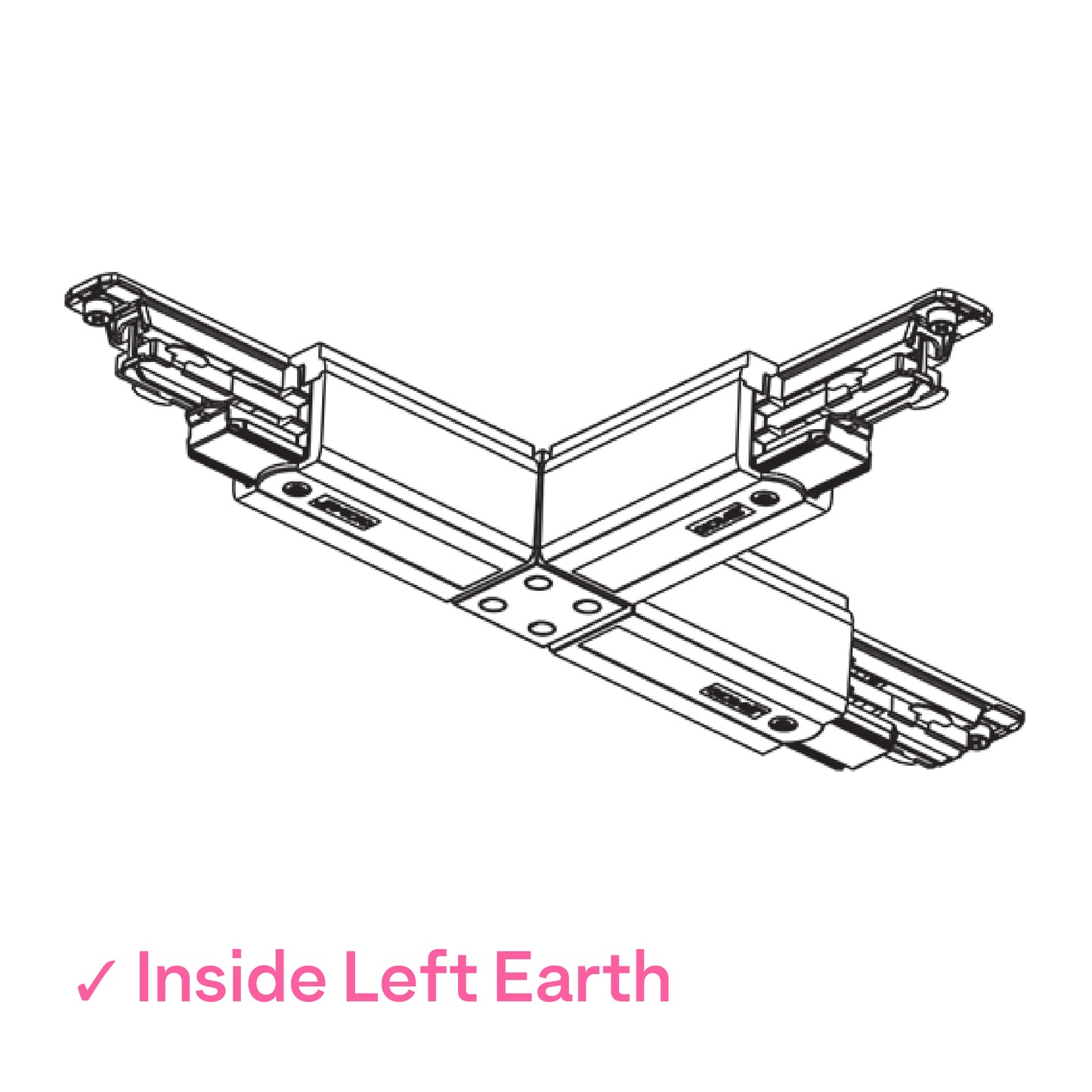 Global DALI 3 Circuit Lighting Track Grey T-Coupler - inside, left earth by Nordic Aluminium <XTSC637-1>