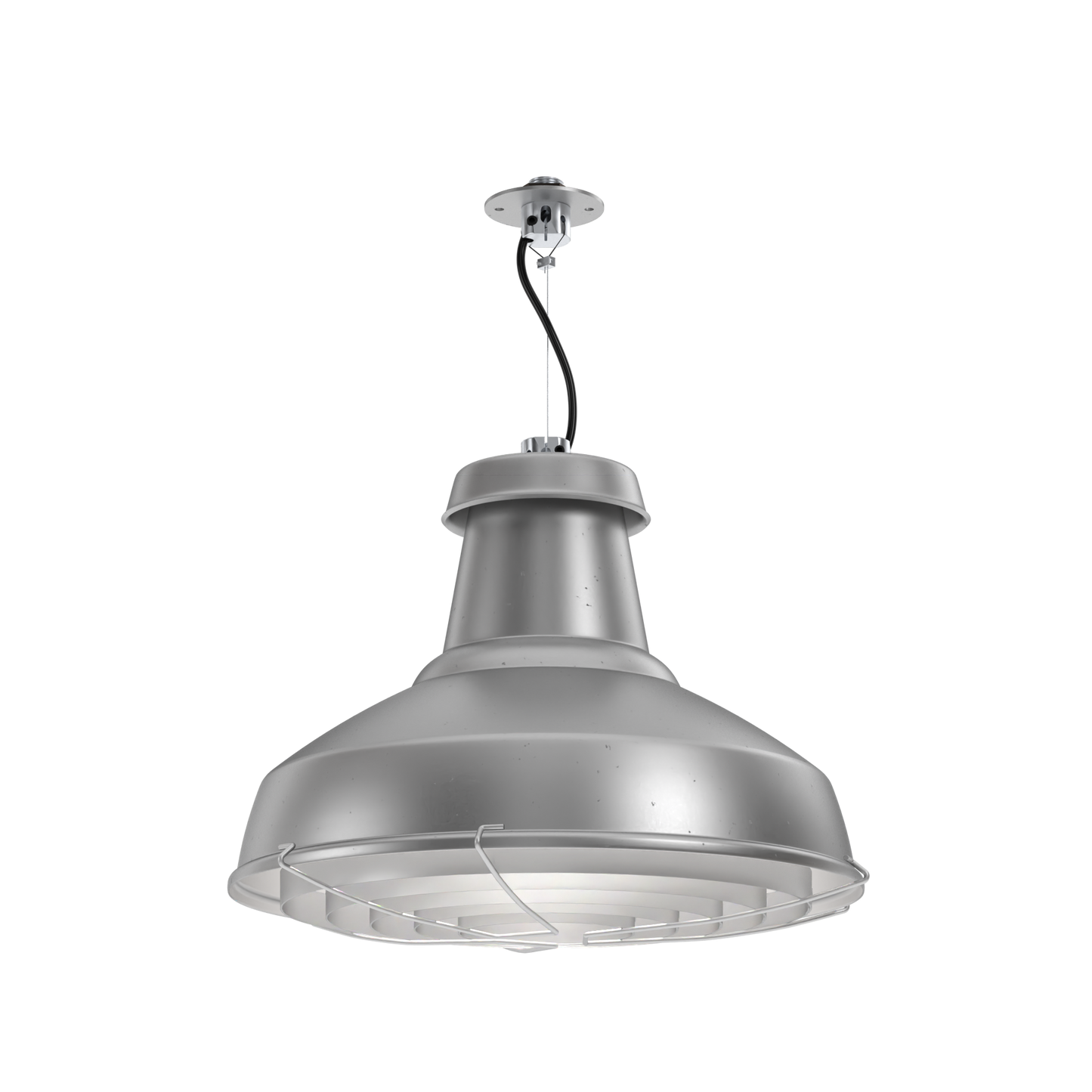 Factorylux Concentric Louvre on Reflekter L Stone Rumbled Pendant