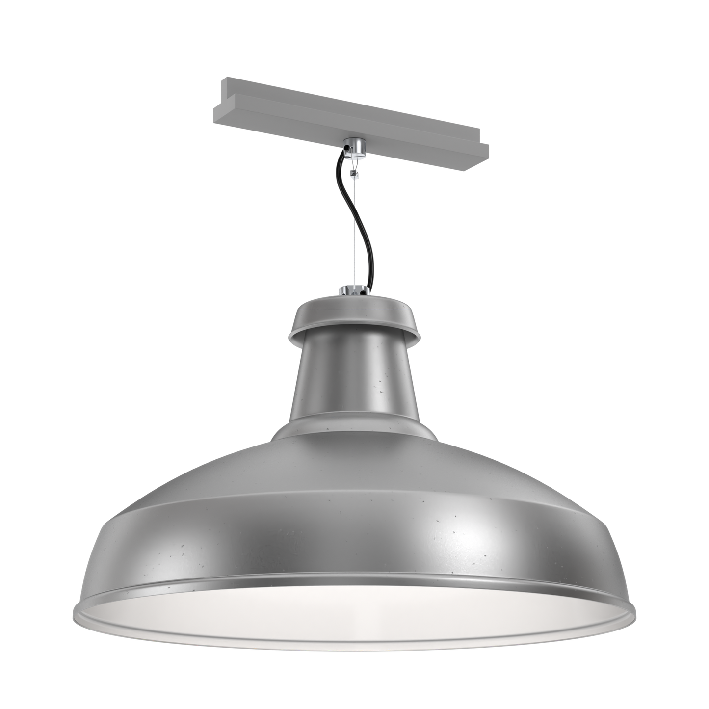 A paint-free architectural XL pendant light that's designed for circular economy, on a track adaptor