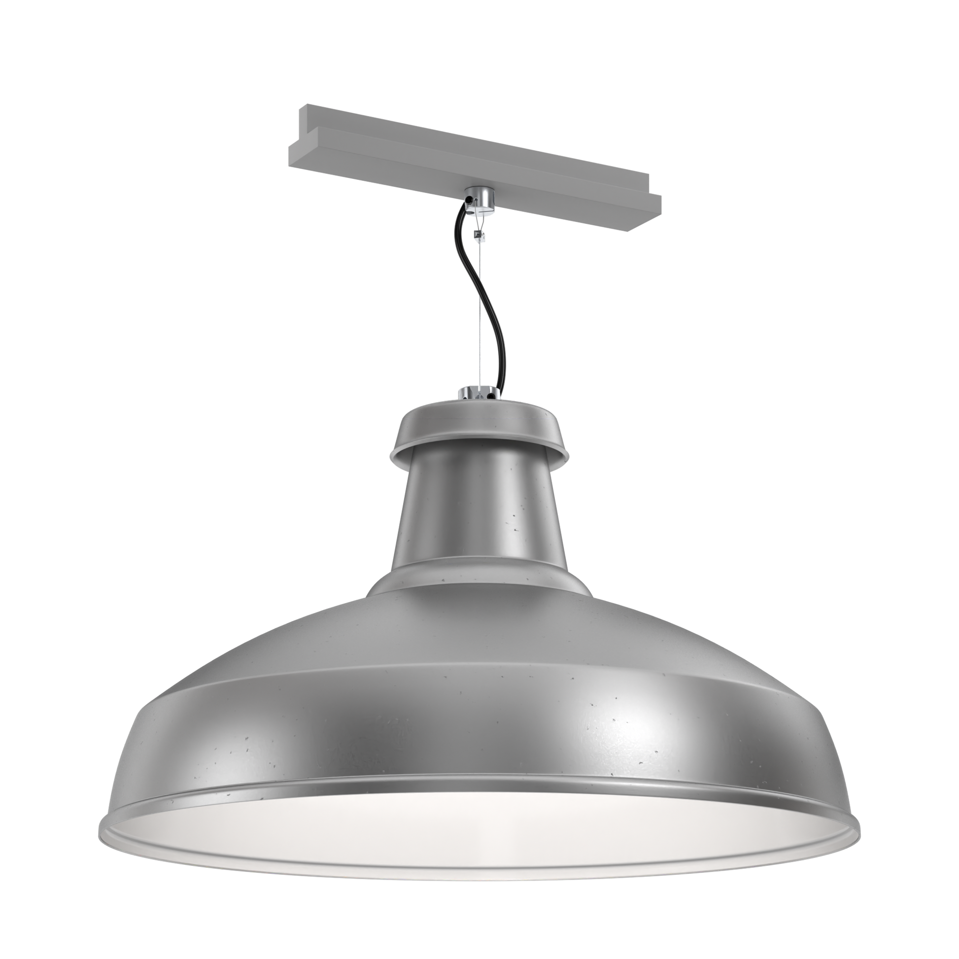 A paint-free architectural XL pendant light that's designed for circular economy, on a track adaptor