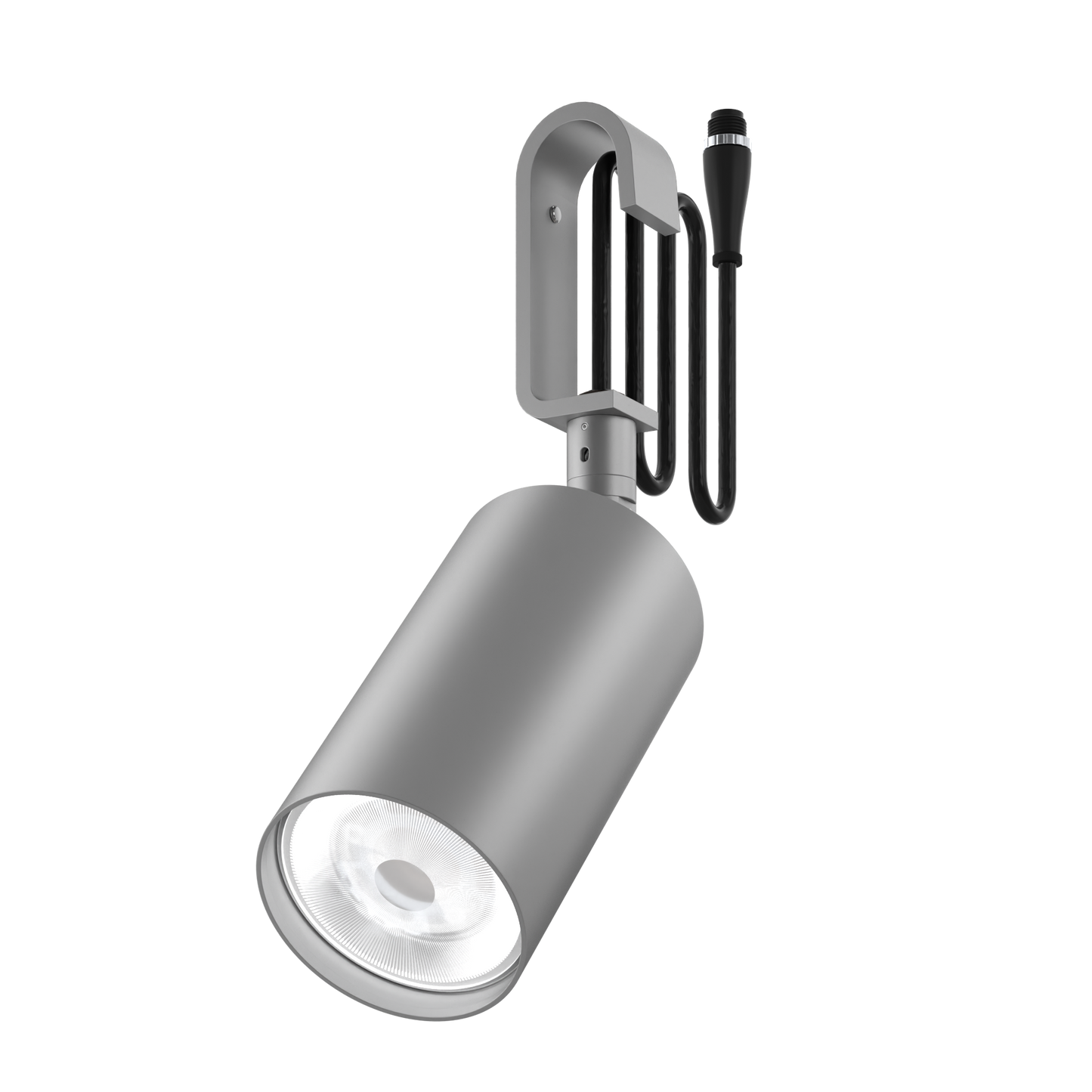 A sustainable, paint-free architectural spotlight that's designed for circular economy, on a low-voltage Track-Pipe® adaptor