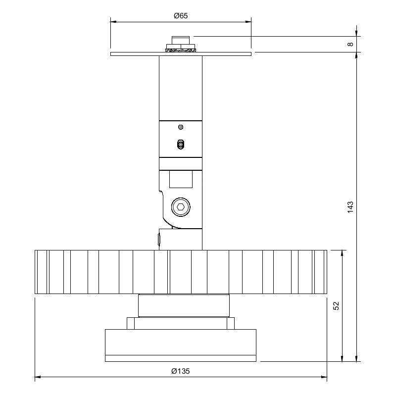 Technical drawing of a budget circular economy spotlight on an architectural disc mounting