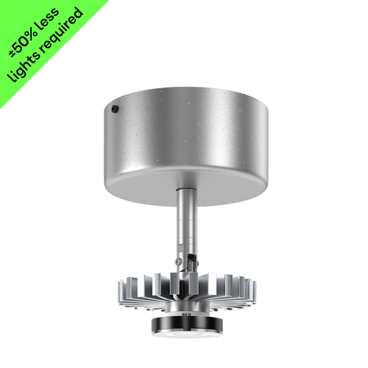 A budget architectural spotlight that's designed for circular economy, on a large monopoint enclosure