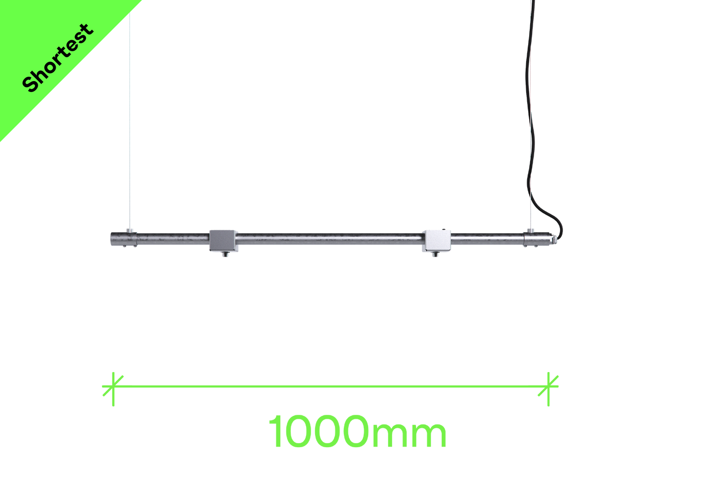 1 metre length of stainless steel Track-Pipe®, a sustainable paint-free alternative to track lighting for architects