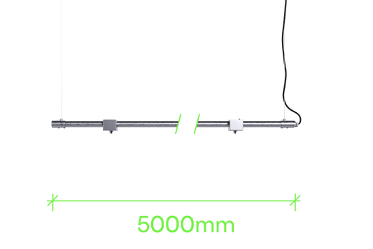 5 metre length of stainless steel Track-Pipe®, a sustainable paint-free alternative to track lighting for architects