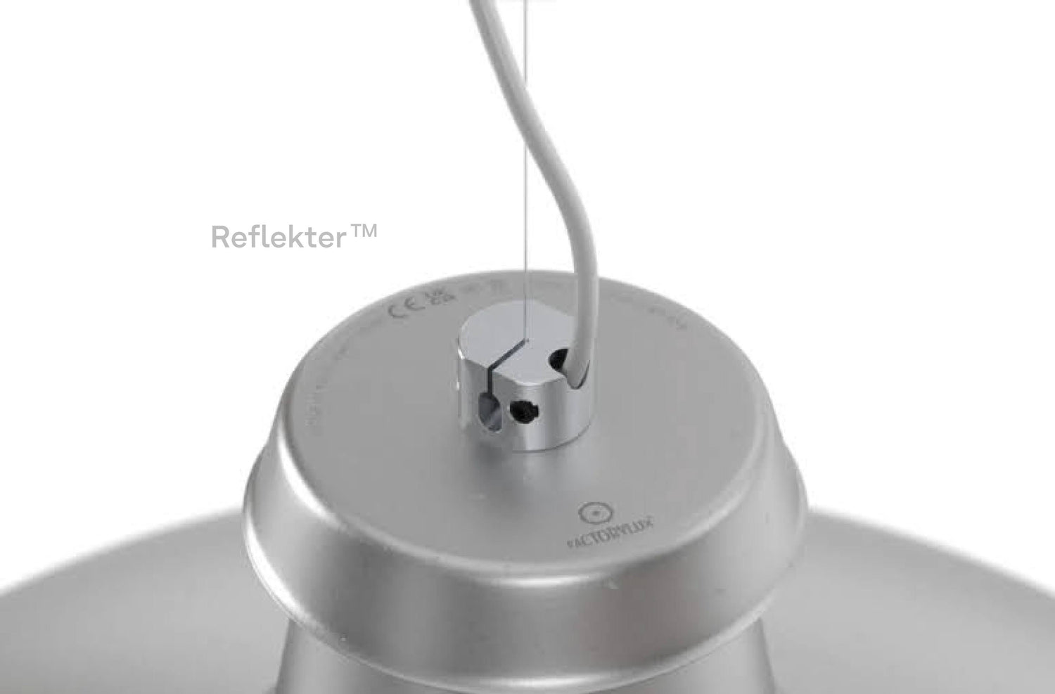 Sustainable, raw aluminium technical pendant light with an adjustable steel wire
