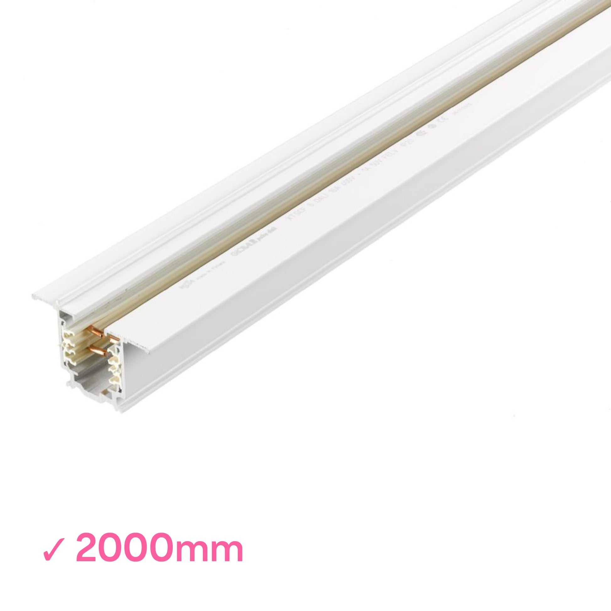Global 2000mm or 2m white powder coated DALI 3 Circuit Track 2 metre recessed mounted track by Nordic Aluminium <XTSCF6200-3>