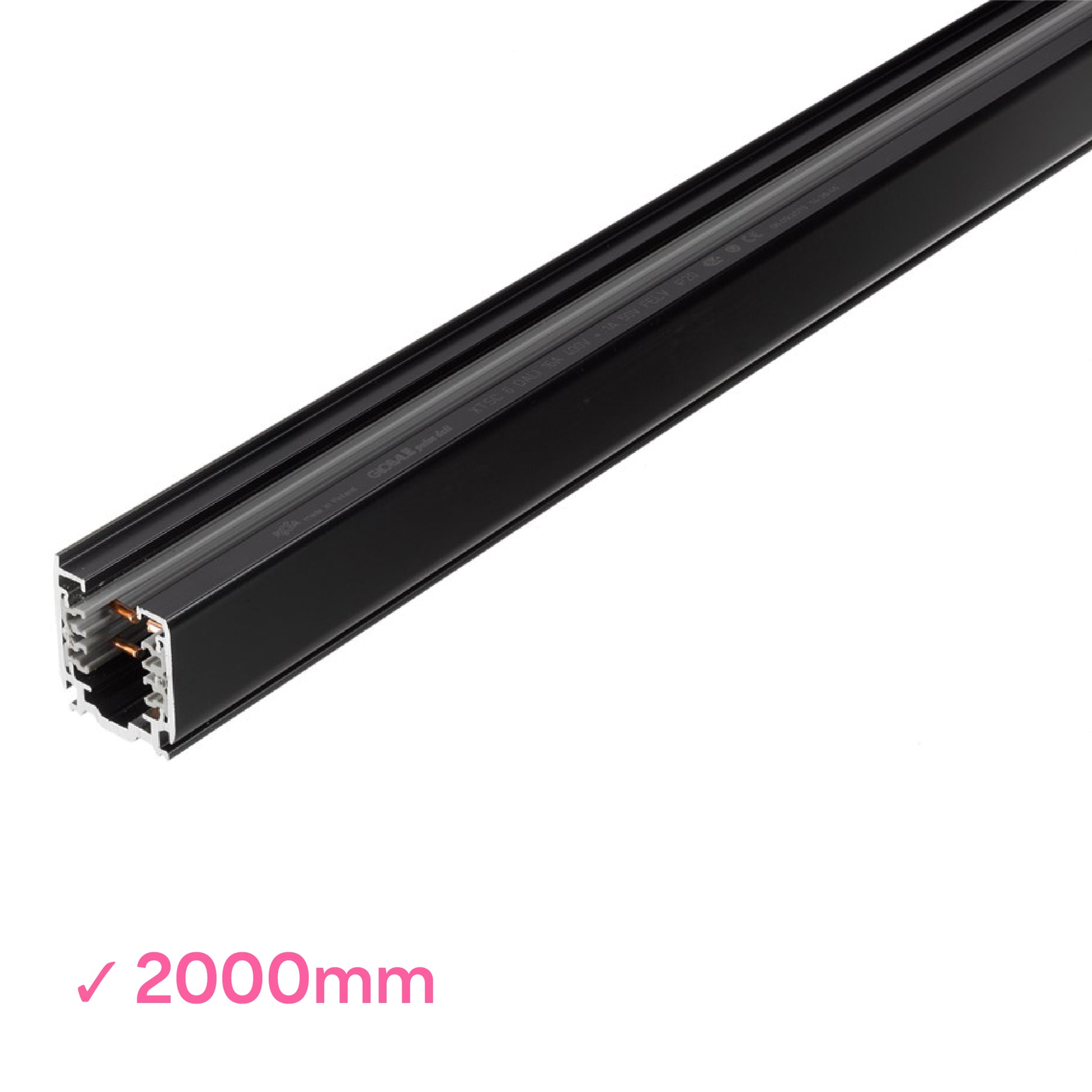 Global 2000mm or 2m black powder coated DALI 3 Circuit Track 2 metre surface mounted track by Nordic Aluminium <XTSC6200-2>