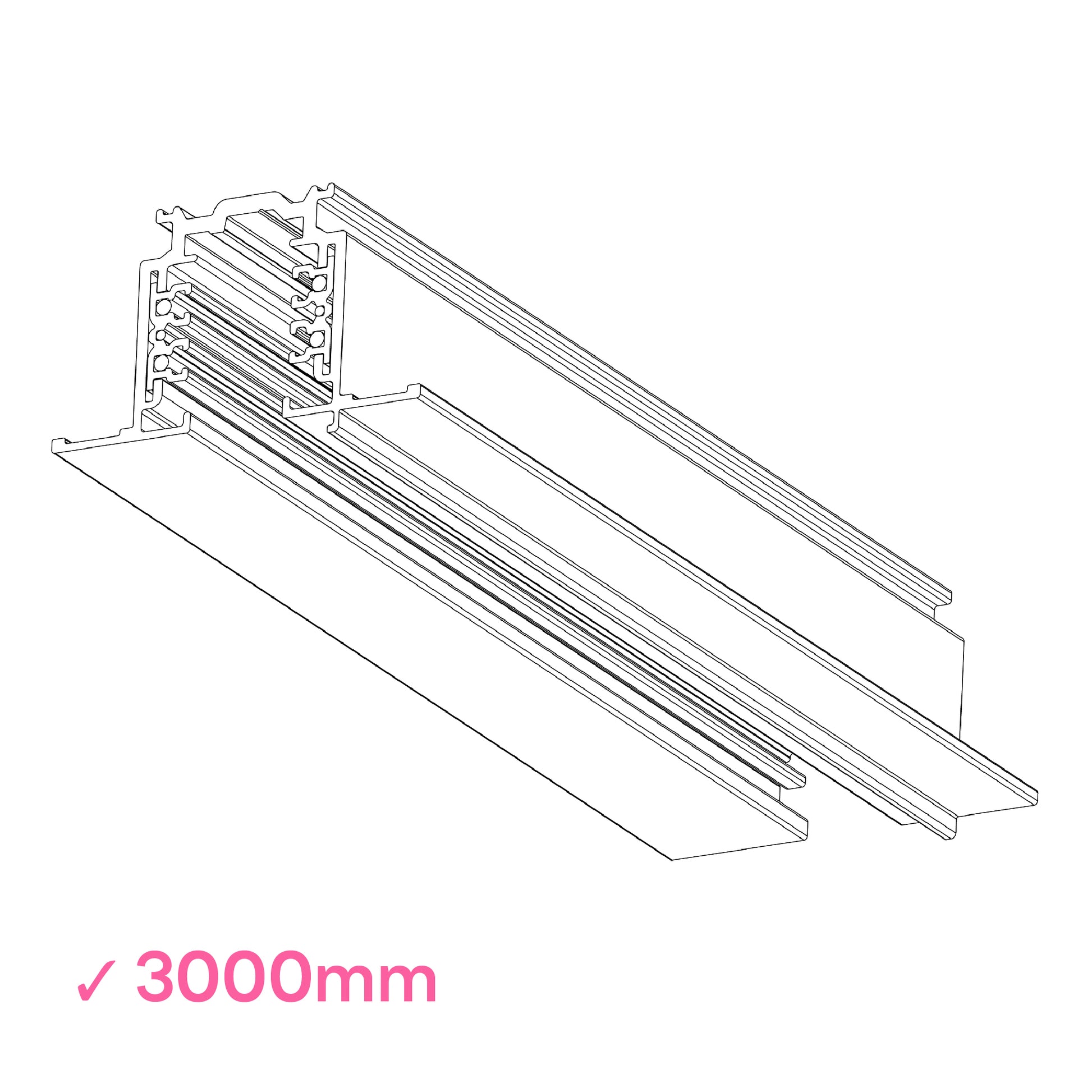 Global 3000mm or 3m white powder coated DALI 3 Circuit Track 3 metre recessed mounted track by Nordic Aluminium <XTSCF6300-3>
