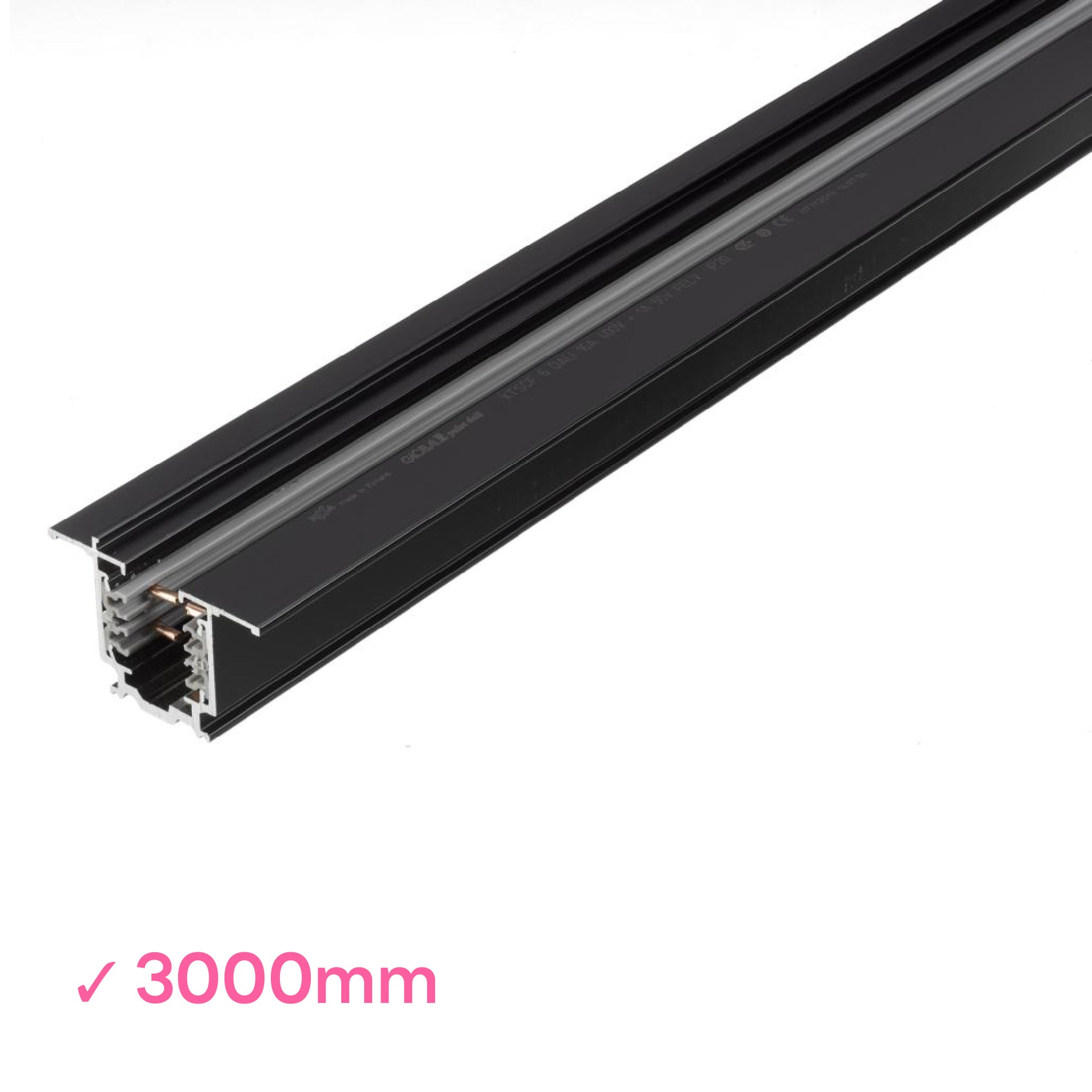 Global 3000mm or 3m black powder coated DALI 3 Circuit Track 3 metre recessed mounted track by Nordic Aluminium <XTSCF6300-2>