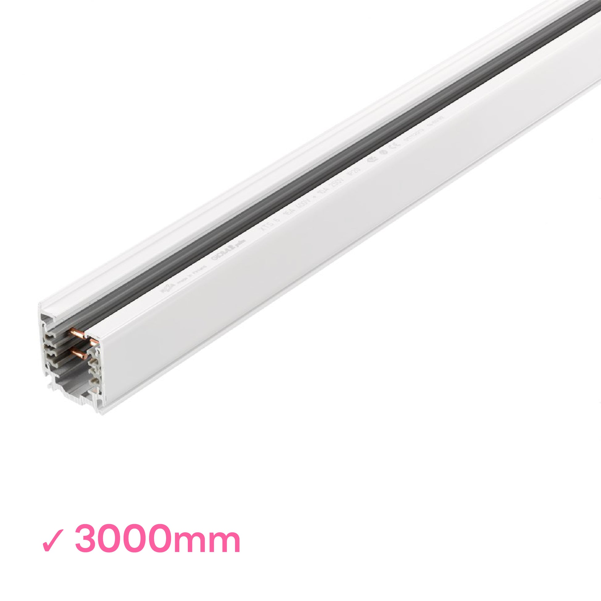 Global 3000mm or 3m white powder coated DALI 3 Circuit Track 3 metre surface mounted track by Nordic Aluminium <XTSC6300-3>