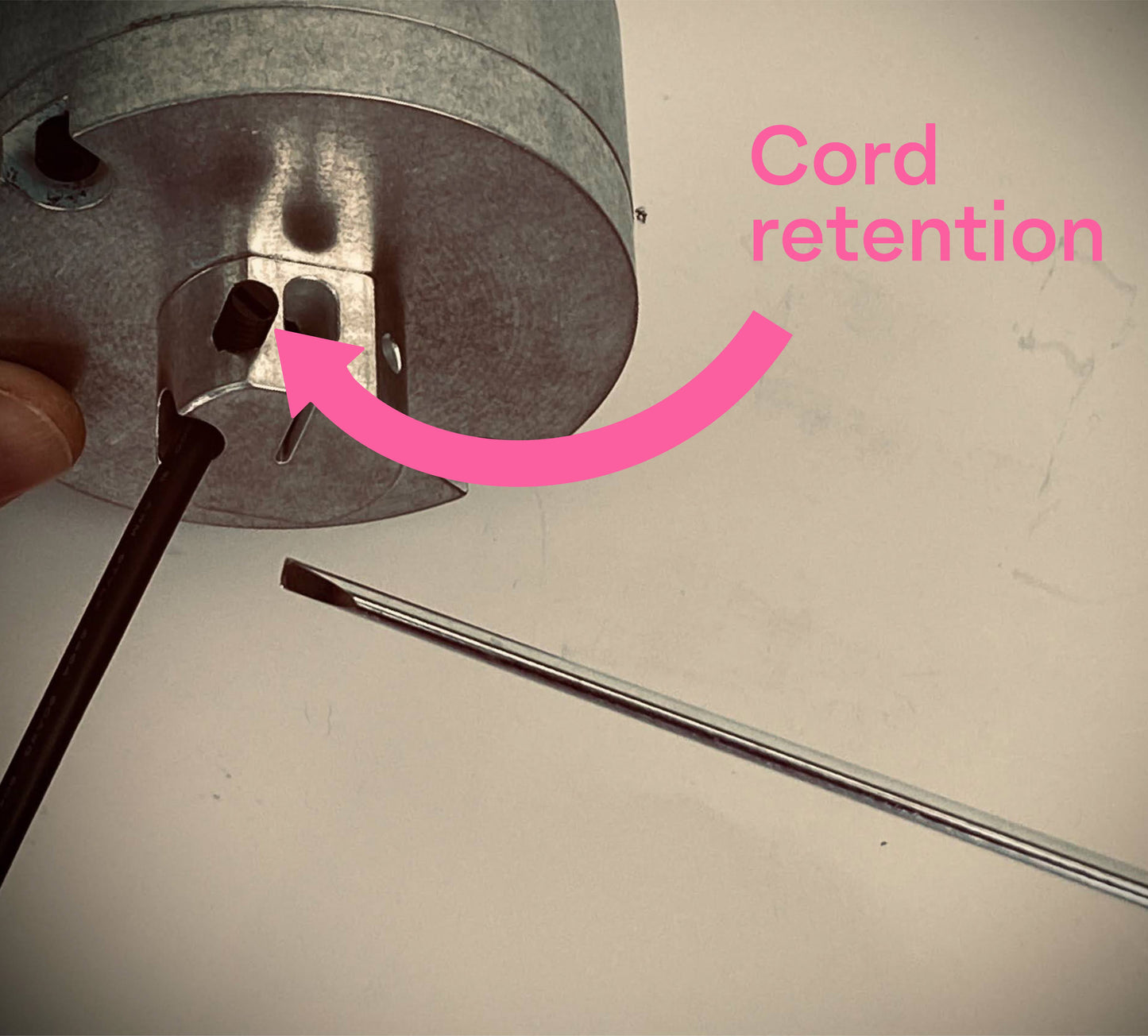 Illustration of electrical cable adjustment for architectural pendant light that's designed for circular economy