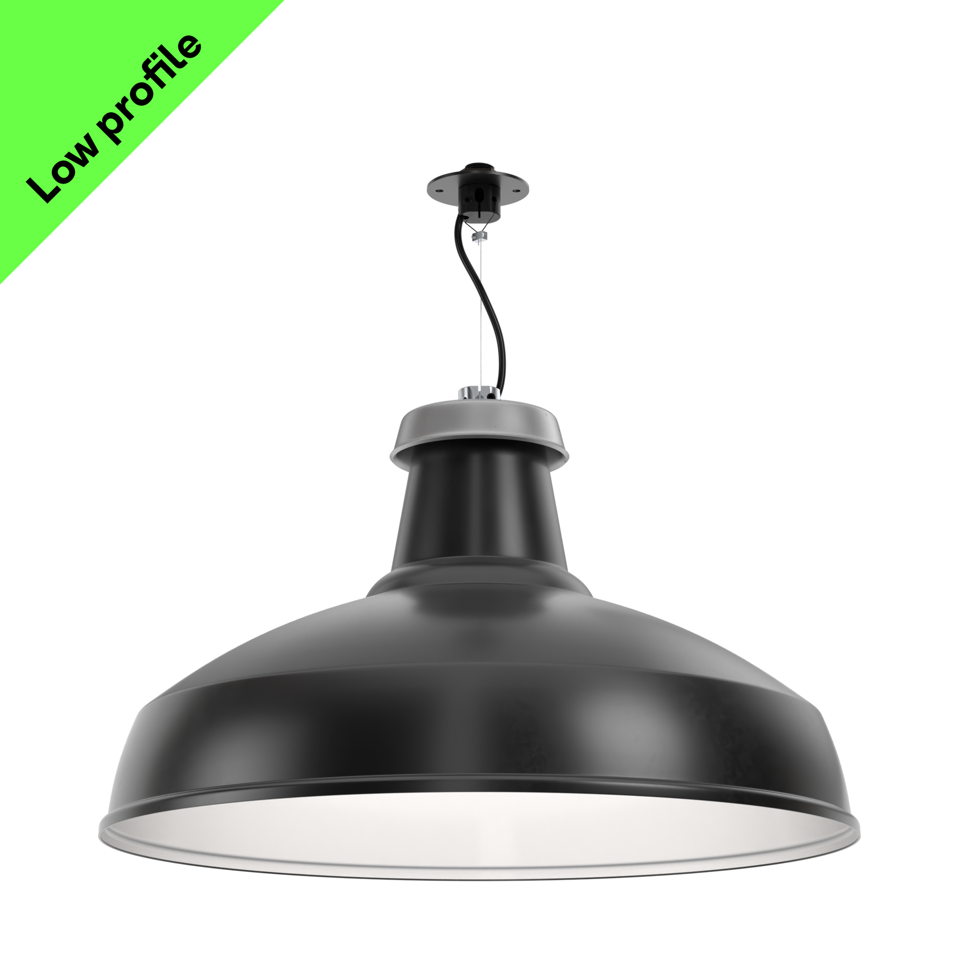 A sustainable architectural XL pendant light on a low-profile, flat mounting disc with BESA hole spacings