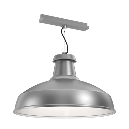 A paint-free architectural XL pendant light that's designed for circular economy, on a track adaptor