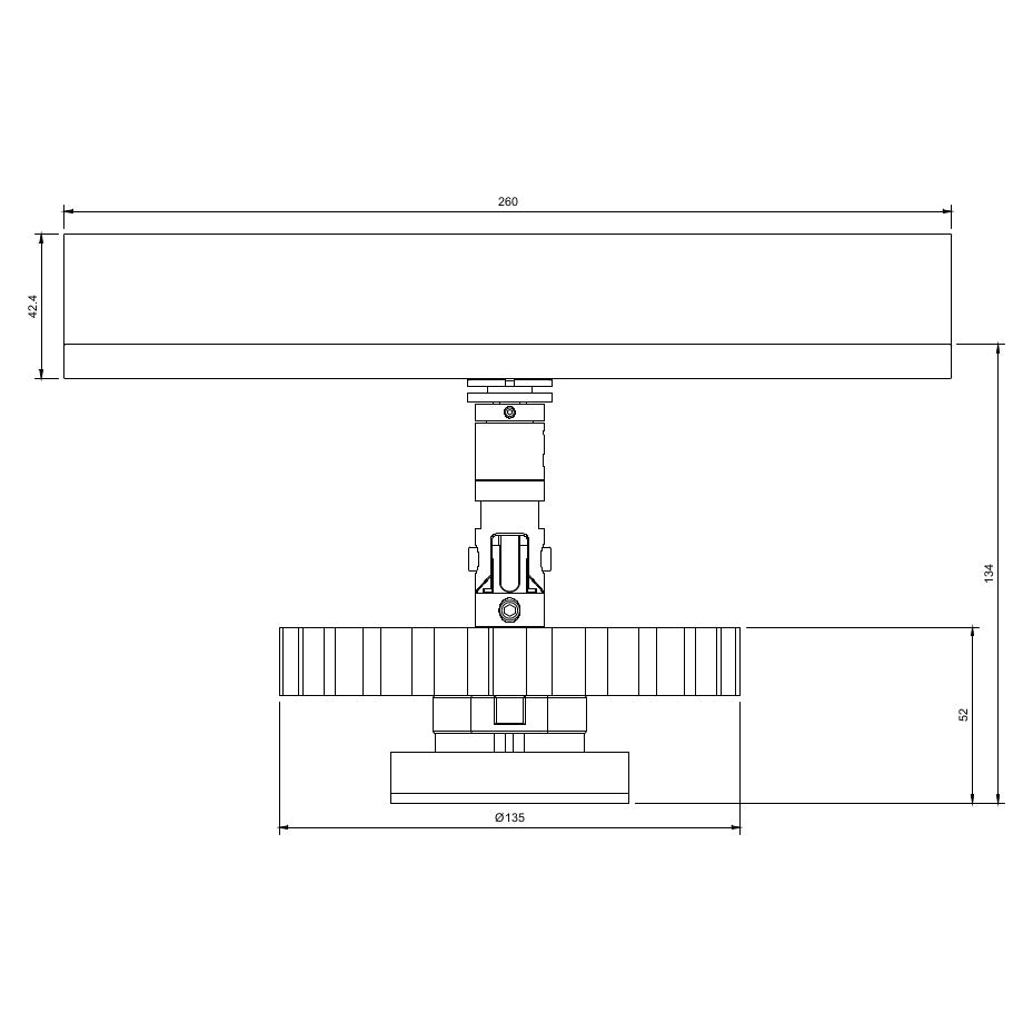 Technical drawing of a budget circular economy spotlight on an architectural track lighting adaptor