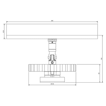 Technical drawing of a budget circular economy spotlight on an architectural track lighting adaptor