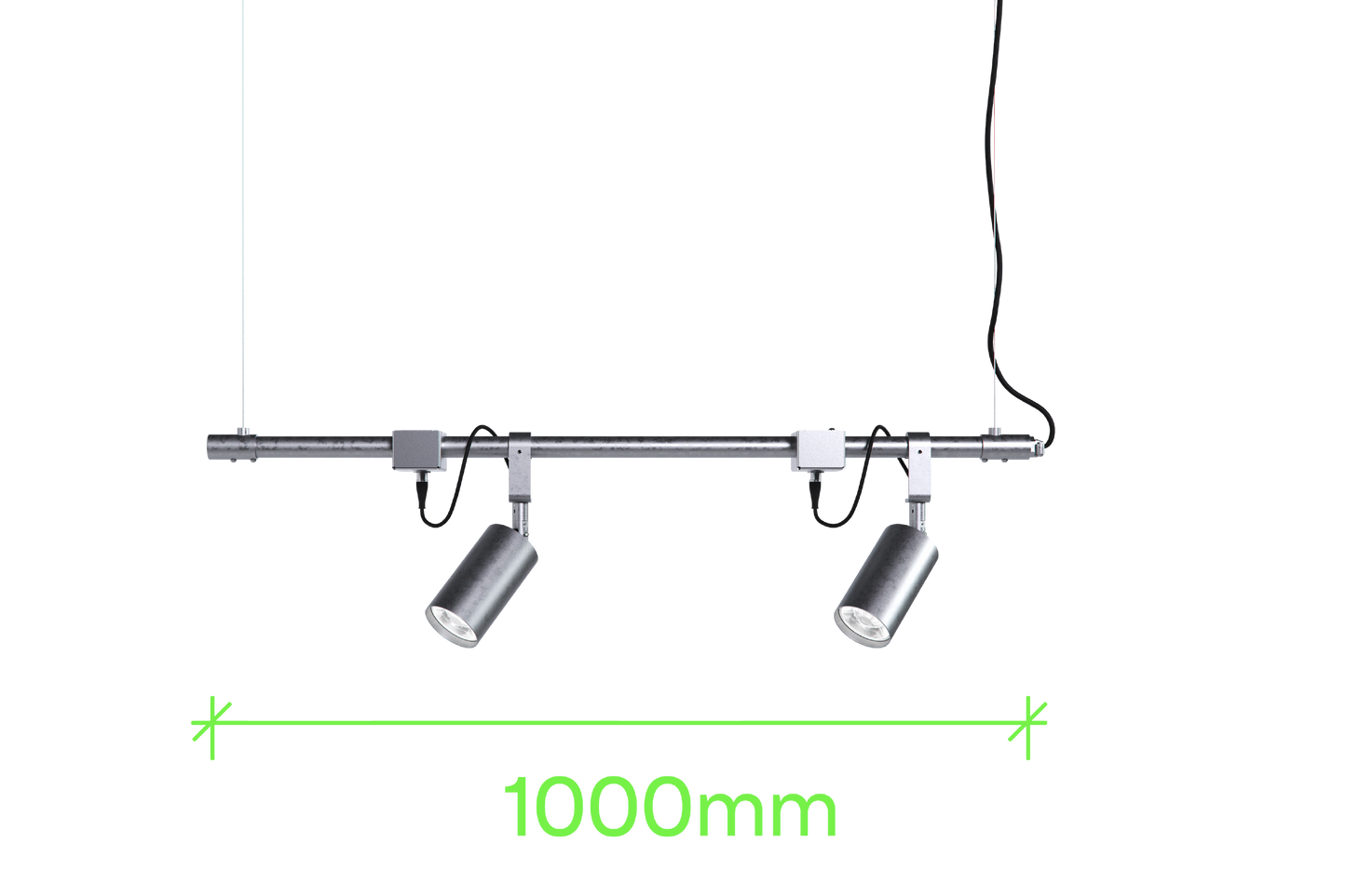 1 metre length of stainless steel Track-Pipe®, a sustainable paint-free alternative to track lighting for architects