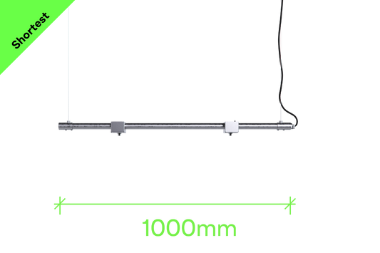1 metre length of stainless steel Track-Pipe®, a sustainable paint-free alternative to track lighting for architects