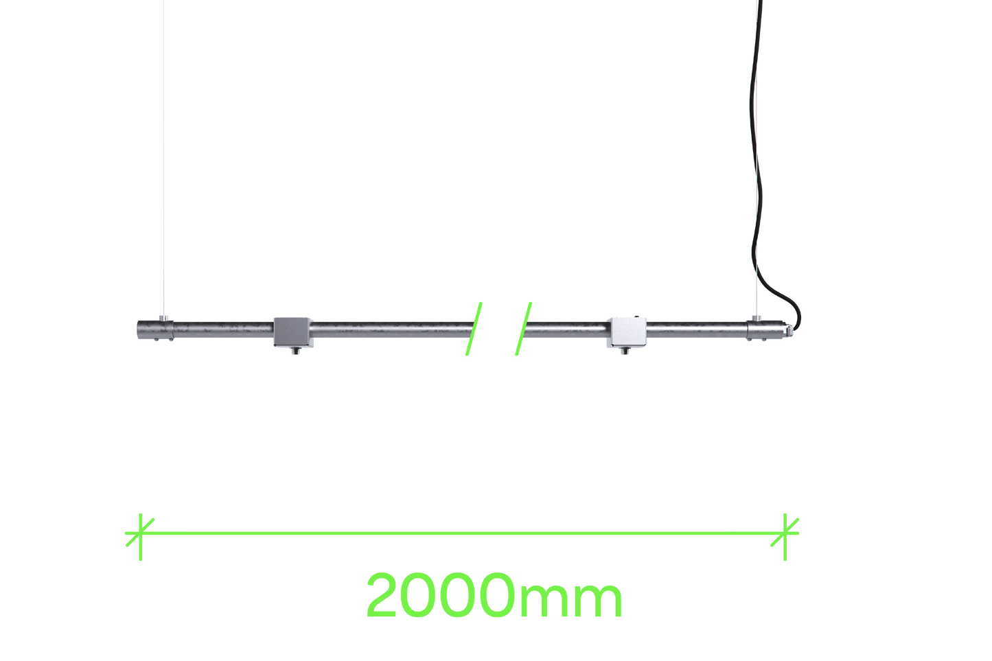 2 metre length of stainless steel Track-Pipe®, a sustainable paint-free alternative to track lighting for architects