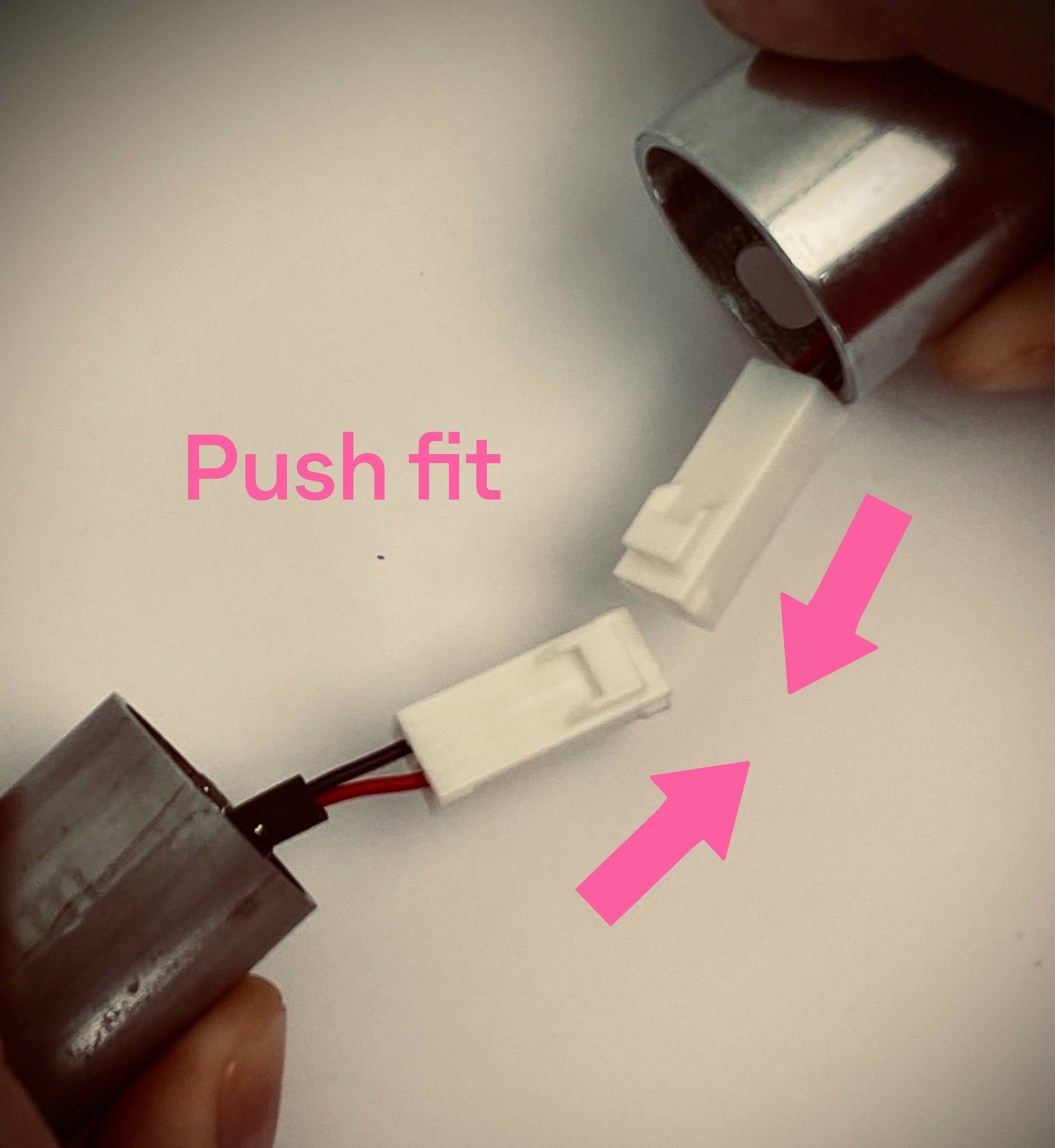 Illustration of power connection for Track-Pipe®, a circular economy alternative to track lighting for architects