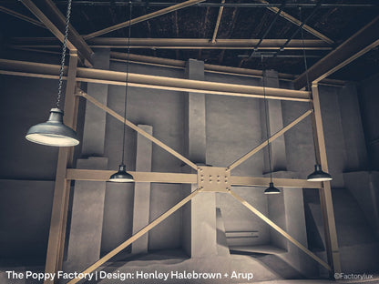 The Poppy Factory. Design: Henley Halebrown + Arup. Factorylux Reflekter Pendant