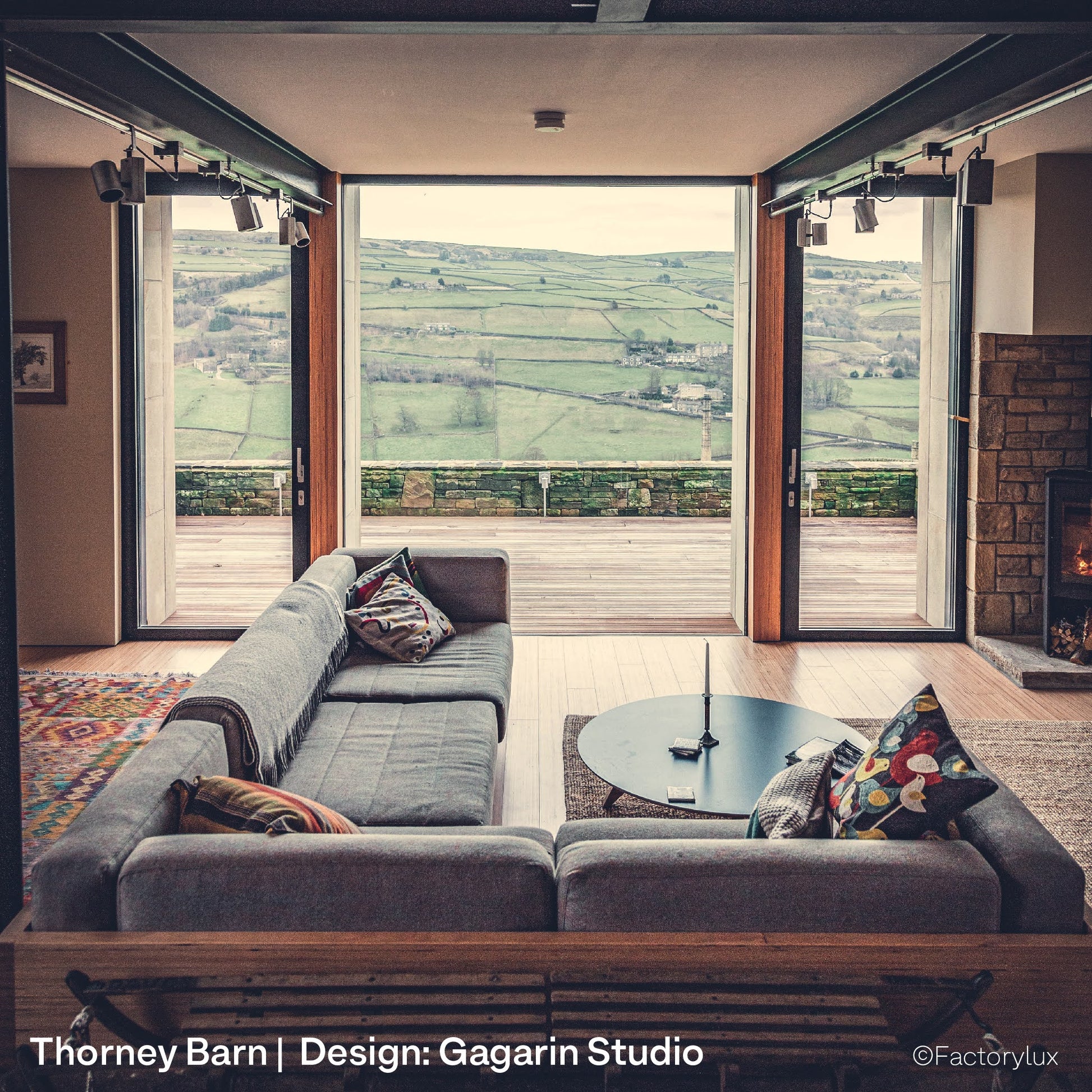 RIBA award barn conversion interior with a natural looking and plastic-free alternative to lighting track and spotlights